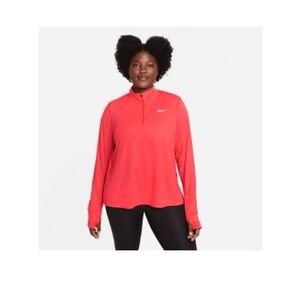 Nike Women’s 1/2 Zip Running Top color is Chile Red Magic Ember heather